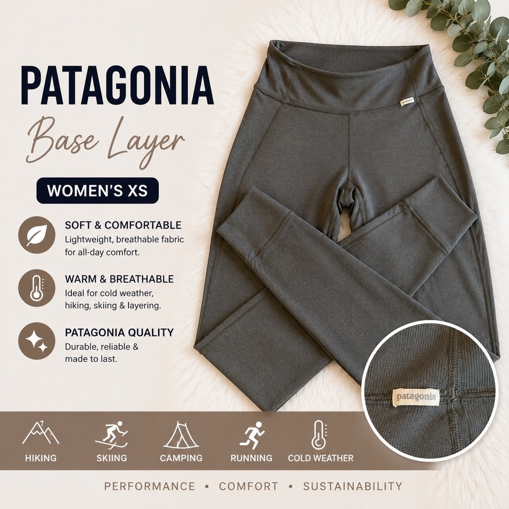 Patagonia Capilene Thermal Weight Bottom Leggings Black Base Layer Womens XS